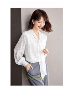 シャツ・ブラウス | ブラウス シャツ 秋 秋服 レディース 蝶結び チェック柄 春 秋 新作 シフォン 長袖 ゆったり 可愛い キレイめ エレガント おしゃれ お出かけ 通勤 カジュアル