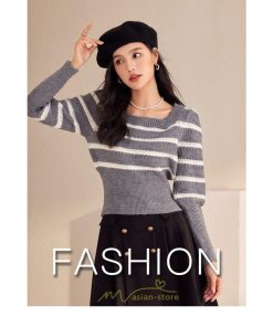 ニット・セーター | 長袖 ニット セーター Tシャツ レディース トップス 秋新作 ママ 人気 秋コーデ 激安 ボーダー柄 オシャレ 韓国風 可愛い キレイめ エレガント 上品 2022新作