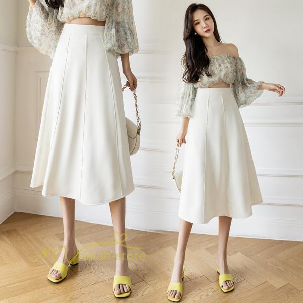 スカート | フレア無地 きれいめ 30代 40代 50代 着やせ 上品 ボトムス 春秋 夏 お洒落 通勤 エレガント 着痩せ 着回し ハイウエスト カジュアル 通学 お出かけ