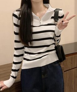 ニット・セーター | ハーフジップボーダー ニットプルオーバー