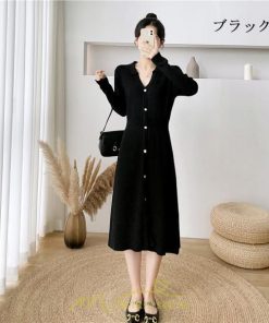 ニットワンピース | レディース ワンピース 冬 長袖 秋冬 ニット 20代 30代 40代 50代 Vネック かわいい おしゃれ 大人可愛い 着痩せ 綺麗