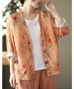 カーディガン | 麻混 レディース 花柄 初秋 リネン カジュアル Vネック 長袖 羽織 きれいめ 春 夏 秋 薄手 おしゃれ 40代50代 ゆったり 20代30代 大きいサイズ