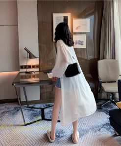 カーディガン | レディース 春 ロング ひんやり 夏 フェミニン カジュアル 無地 白 黒 コーデ オフィス 長袖 激売れ 薄手 細見え 体型カバー お出かけ シフォン