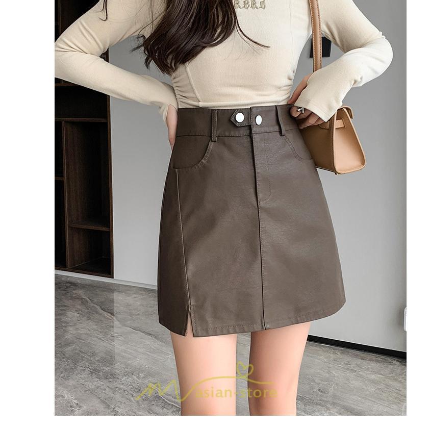 スカート | ミニレディース レザー Aライン タイト フェイクレザー 美シルエット シンプル ショート丈 着回し 通勤 お出かけ カジュアル