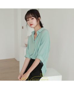 シャツ・ブラウス | レディース シャツ ブラウス 夏コーデ 上品 Vネック 華奢見え 着痩せ オフィス 七分袖 白 ライトグリーン 無地 ビジネス リクルート 日常 おしゃれ 事務服