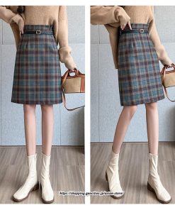 スカート | ミモレ丈 ひざ丈 レディース チェック柄 体型カバー 着痩せ Aライン ハイウエスト 上品 2022新作 通勤 秋冬コーデ オシャレ 韓国風 キレイめ