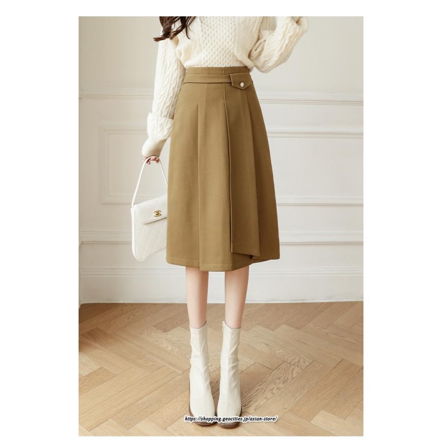 スカート | ミモレ丈ひざ丈レディース 無地 きれいめ 30代 40代 50代 着やせ 上品 通勤 通学 ラシャ 通勤 キレイめ 2022新作 暖か 秋冬