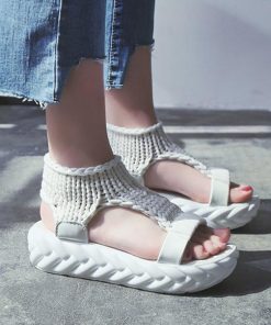 サンダル | レディース 厚底 メッシュ スポーツソックス 通気性 ニット歩きやすい