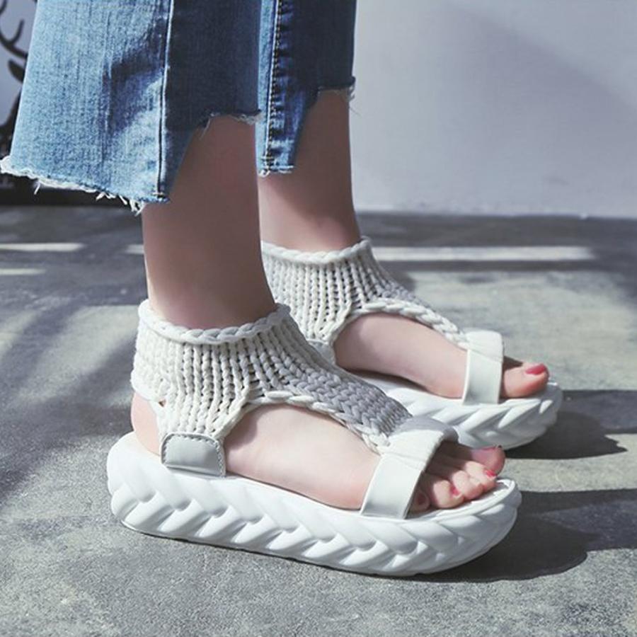 サンダル | レディース 厚底 メッシュ スポーツソックス 通気性 ニット歩きやすい