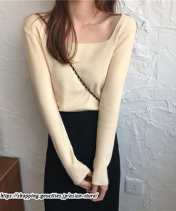 ニット・セーター | カットソー ニット レディース リブニット 長袖 秋冬 春 トップス スリム ストレッチ インナー 無地 長袖ニット 着痩せ 長袖カットソー 通学通勤 プルオーバー