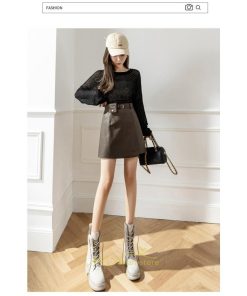 スカート | ミニレディース ミニスカ フェイクレザー ボトムス ハイウエスト タイト 秋冬 スタイリッシュ ベルト付き 可愛い カジュアル 大人 お洒落