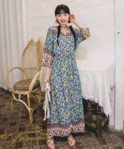 マキシ | マキシワンピース 春 夏 秋 レディース ワンピース 旅行 7分袖 カジュアル ロングワンピース 40代 花柄 旅行着 ゆったり 20代30代 Aラインワンピース お出かけ