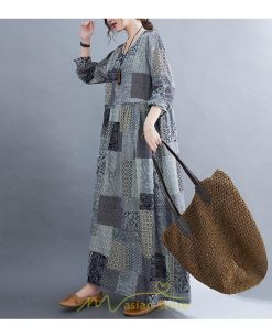 マキシ | 長袖ワンピース 秋物 レディース ロングワンピース チェック 夏 30代40代 大人 秋ワンピース 新作 ワンピース ゆったり 広い裾 Aラインワンピ 可愛い 旅行