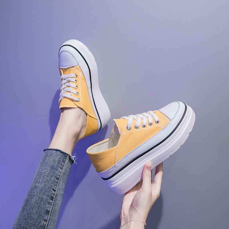 スニーカー | 厚底シューズ キャンバス厚底レディース レースアップ ラウンドトゥ 滑り止めソール ウォーキングシューズ スニーカー スポーツ