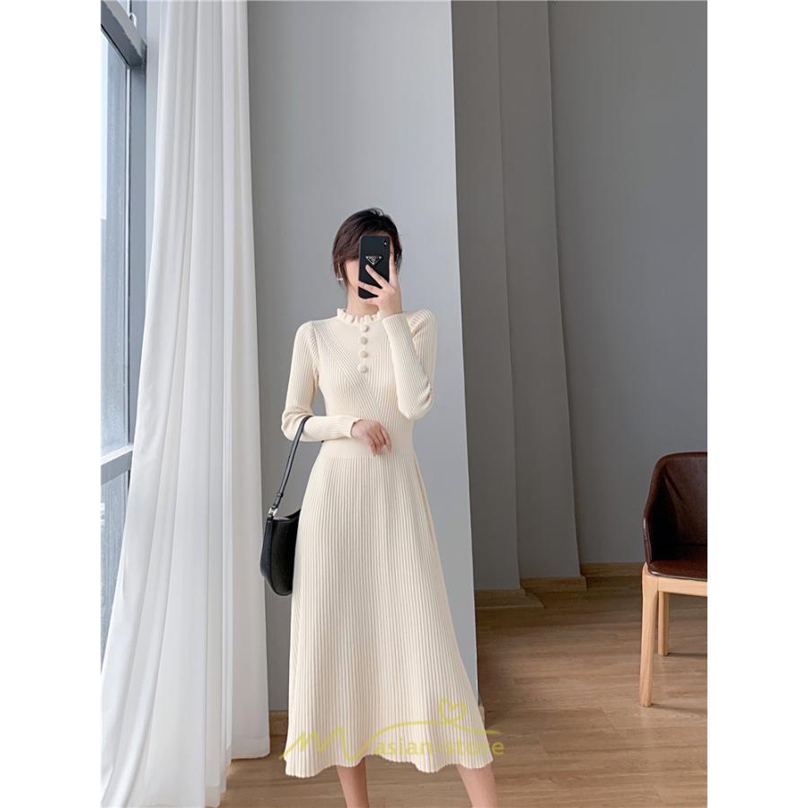 ニットワンピース | レディース 冬 きれいめ ロング おしゃれ 秋冬 長袖 送料無料 可愛い 着痩せ Aライン 20代30代40代50代 韓国風 ハイネック