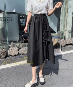 スカート | フレア ロング春物 レディース 春夏 リボン付き 蝶結び ウエストゴム 20代30代40代 通勤通学 カジュアル お出かけ 夏物 上品 着痩せ 着回し