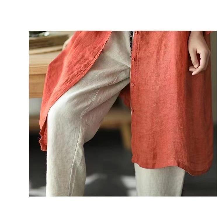 カーディガン | レディース リネン 麻混 ロング 春 秋 ゆったり 7分袖 40代 50代 無地 4色 冷え防止 透け感 羽織 初秋 30代 秋大きいサイズ 20代