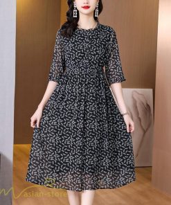 ミディアム | Aラインワンピース ワンピース 半袖 柄 フェミニン カジュアル 大きいサイズ 4L ワンピ きれいめ 夏新作 体型カバー 夏物 ミディアムワンピース 大人 フレア