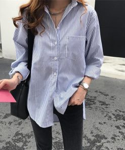 シャツ・ブラウス | レディースシャツ ロングシャツ 春物 長袖 夏服 羽織り ストライプ カジュアルシャツ スリム 大人 オフィス OL ブラウス シャツ トップス 体型カバー 可愛い