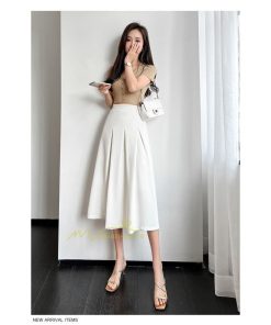 スカート | ハイウエスト ロングレトロ Aライン女性 マキシ丈ボトムス 春秋夏 お洒落 通勤 エレガント プリーツ20代30代40代