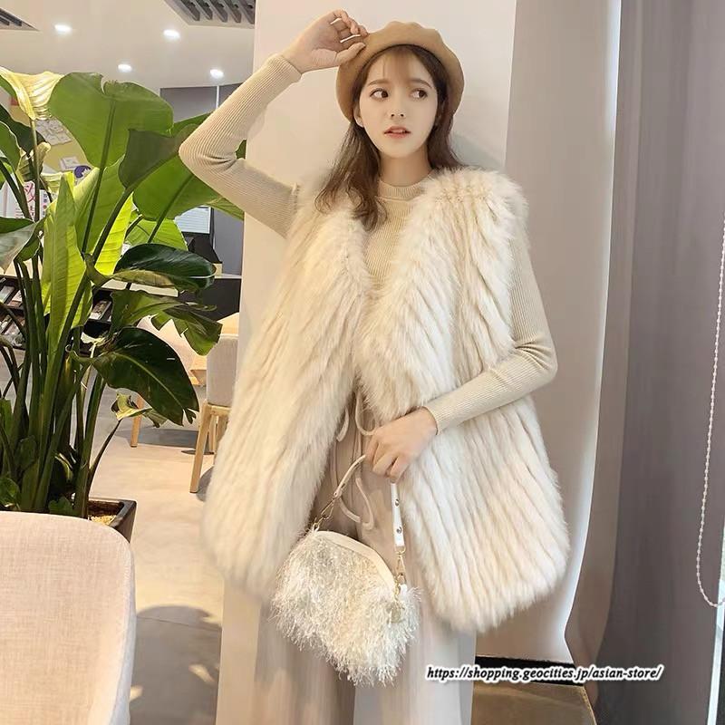 ベスト | ボリュームフェイクファーファー毛皮レディース 冬 フェイクファー 毛皮コート アウター ノースリーブ ふわふわ ジレ 秋冬 前開き
