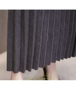 スカート | ニット秋冬 レディース ロングプリーツハイウエスト 大人 30代 ウエストゴム 40代 50代 ストレッチ 無地 エレガント 柔らか