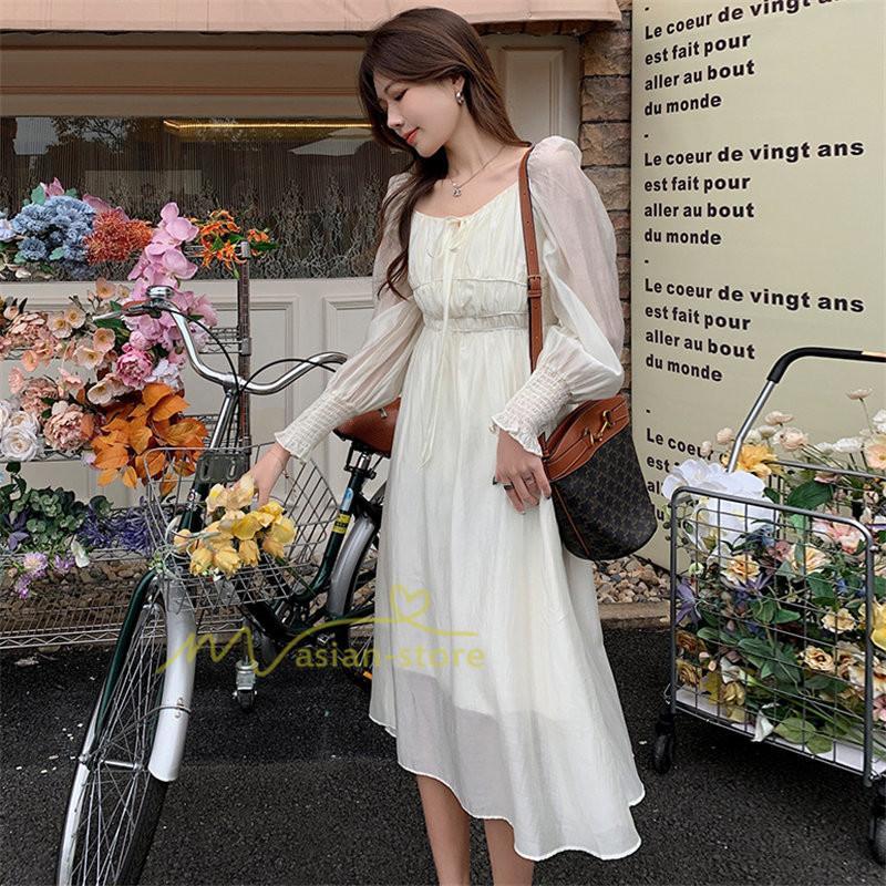 マキシ | ワンピース レディース 夏 40代 きれいめ 膝丈ワンピース 長袖 ワンピ フリル ロング丈ワンピ オシャレ 着痩せ 新作 カジュアル 上品 エレガント お出かけ
