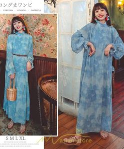 マキシ | ワンピース 大人ワンピース ロングワンピース マキシワンピース レディース 長袖 ゆったり 上品 体型カバー エレガント 結婚式 二次会 ドレス フランス風