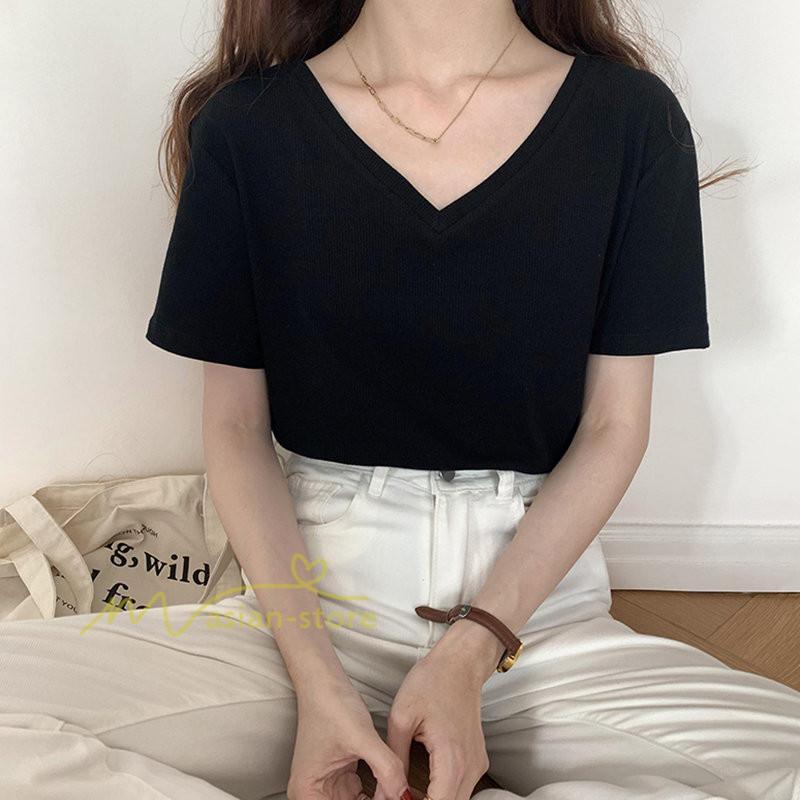 tシャツ・カットソー | Tシャツ レディース 春夏 トップス カットソー 半袖 『ゆるっとシンプルVネックTシャツ』 通勤通学 カジュアル 着痩せ 着回し お出かけ 20代30代40代50代 上品