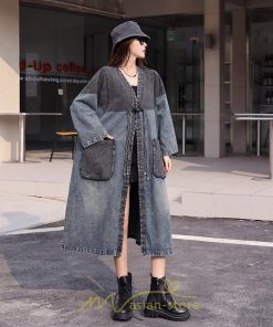 オーバーオール サロペット | デニム コート レディース ロングコート アウター 春夏 20代 30代 40代 フード付き カジュアル スプリングコート 通勤 大きいサイズ 大きいサイズ