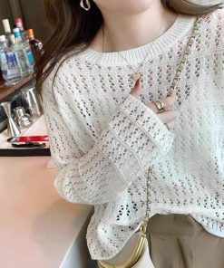 透かし編みトップス | 透かし編みニットレディースメッシュニット