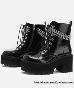 ショートブーツ | 大きいサイズ26.5cm レディース 厚底ブーツ 上品 ブーツ 秋冬 春 チャンキーヒール 太ヒール シンプル ハイヒール 大人 レースアップ 黒ブーツ