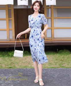 ミディアム | ワンピース レディース 春 夏 着痩せ 花柄 きれいめ サマー おしゃれ 上品 ひざ丈 半袖 サマーワンピース レトロ風 韓国風 通勤通学 お出かけ
