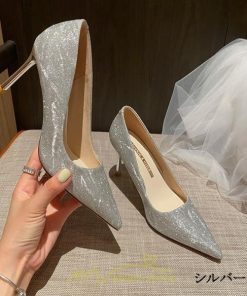 パンプス | 痛くない ハイヒール 4cm6cm8cm8cm ポインテッドトゥ 通勤 脱げない シャンパン シルバー 走れる レディース OL 20.5-26.5cm 通勤 春 ビジネス
