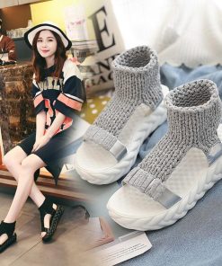 サンダル | レディース 厚底 メッシュ スポーツソックス 通気性 ニット歩きやすい