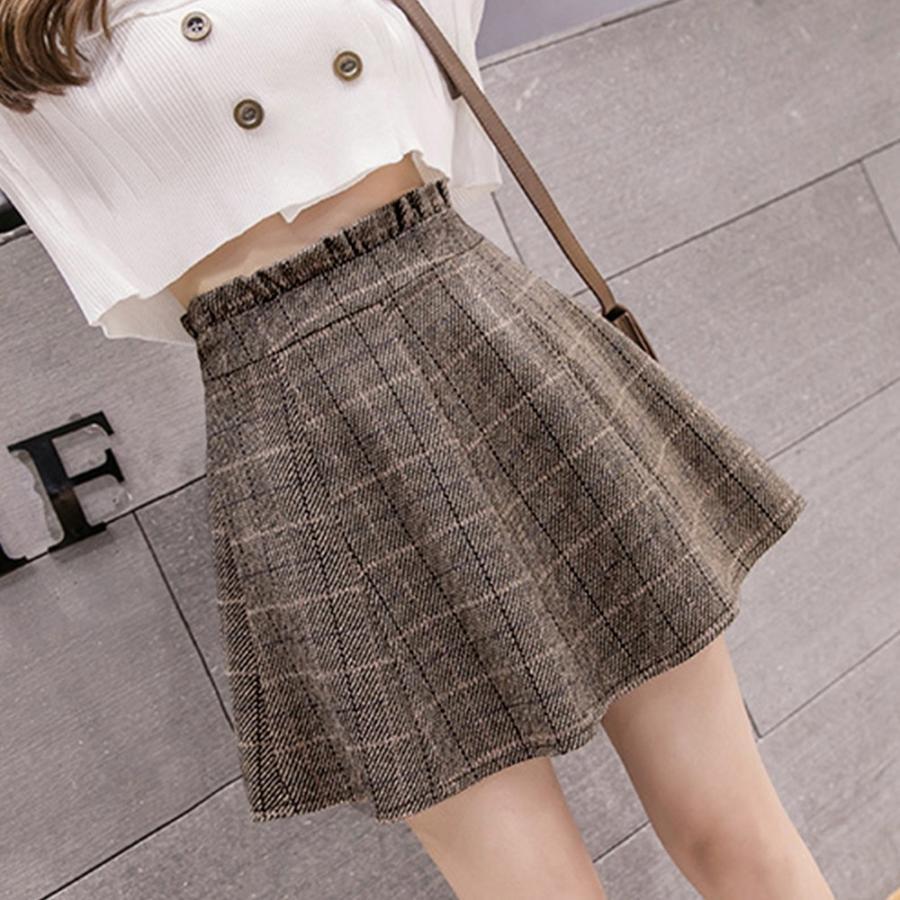 ミニスカート | Skirt ボトムス レディース グレンチェックスカート Aライン 秋冬 フレアスカート