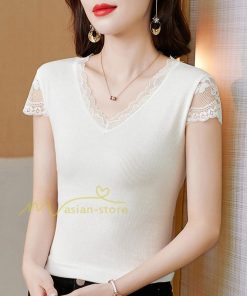 ｔシャツ・カットソー | Ｔシャツ レディース きれいめ 40代 春夏 上品 半袖Tシャツ ブラウス 白トップス オシャレ 韓国風 ママ 20代30代40代50代 フェミニン カットソー レース付き