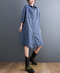 シャツ・ブラウス | デニム ロングシャツ シャツワンピ レディース 長袖 シャツ ロング ミモレ丈 脚長効果 大きいサイズ 体型カバー 着痩せ 20代30代40代50代