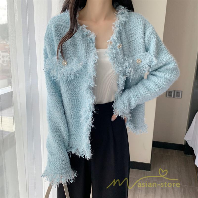 カーディガン | 2022秋冬ニットショート丈 アウター レディース ニットニット セーター 長袖 羽織り フロントボタン トップス 通学通勤 20代40代