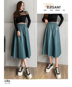 スカート | フレア革レザーボトムス ロングフレアAライン 秋冬 レディース ボトムス 通勤 大人気 キレイめ 着痩せ