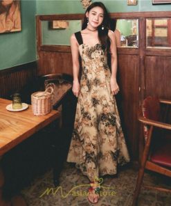 ミニ丈 | ロングワンピース ワンピース ロングワンピ レディース マキシ丈 ワンピ ノースリーブ Aライン 着痩せ 花柄 セクシー おしゃれ きれいめ 40代 30代 50代 夏