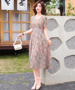 ミディアム | ワンピース Aライン レディース 着痩せ 上品 カジュアルワンピース 大きいサイズ きれいめ Vネック ひざ下丈 ミディアムワンピース お出かけ 通勤通学 30代40代