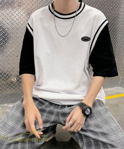 Tシャツ | Tシャツメンズ 重ね着風 半袖 Tシャツ おしゃれ ゆったり カジュアルシャツ クルーネック 新作 大きいサイズ 切り替え サマー上品 春夏 ファッション