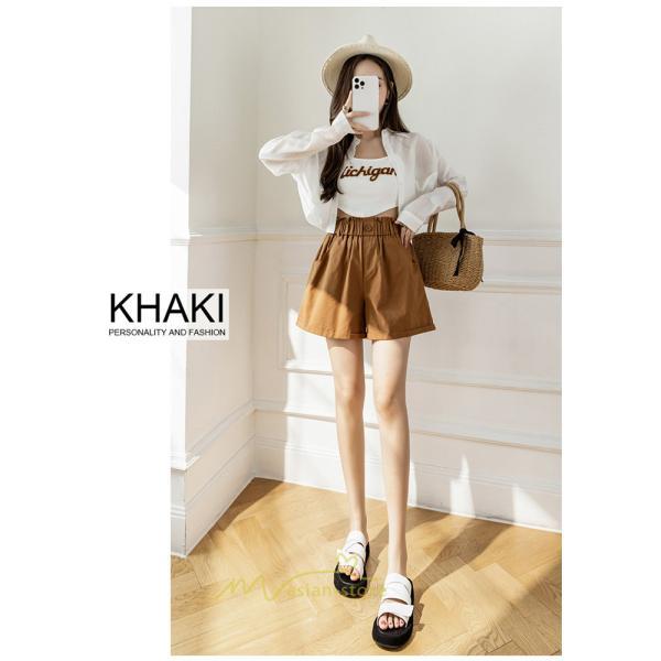 ショートパンツ | パンツ ハイウエスト 無地 美脚 カジュアル シンプル レディース 春 夏 新作 2022 ボトムス 韓国風 ゆったり ズボン 日常 短パン お出かけ