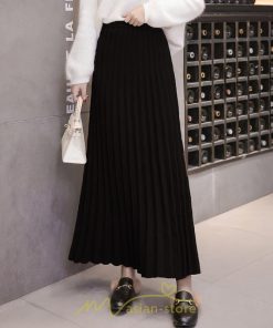 スカート | ニット秋冬 レディース ロングプリーツハイウエスト 大人 30代 ウエストゴム 40代 50代 ストレッチ 無地 エレガント 柔らか