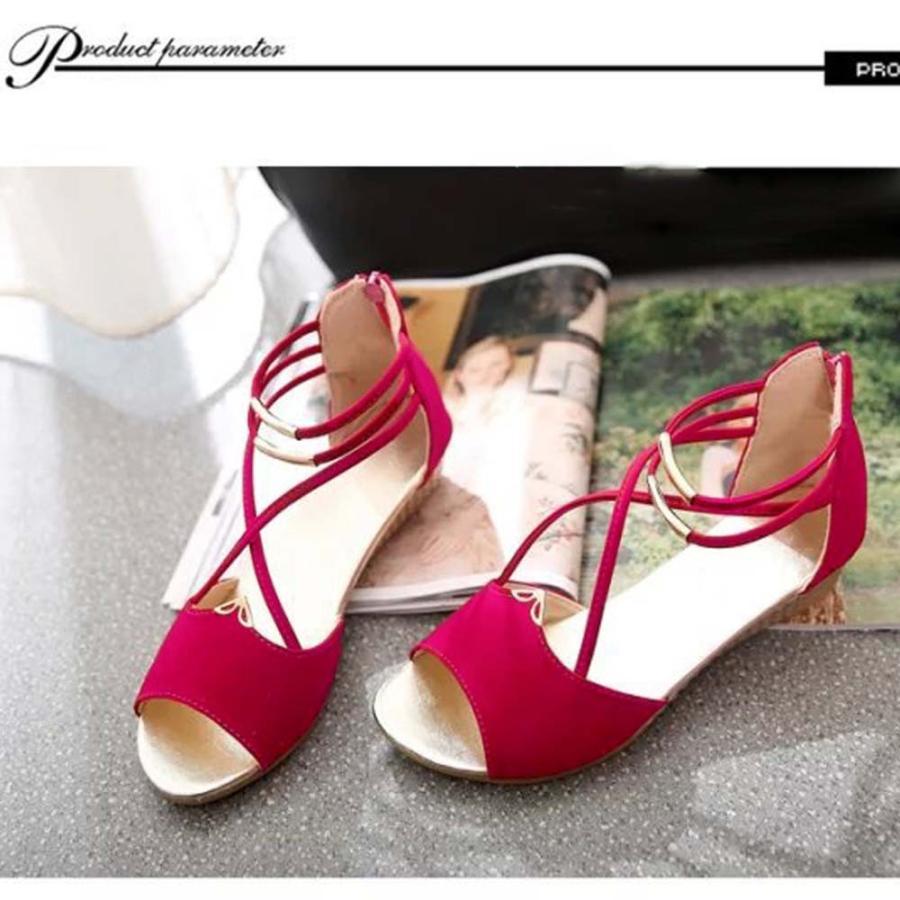 サンダル | レディース 歩きやすい ウェッジソール バックファスナー ローヒール