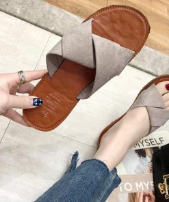 サンダル | ぺたんこレディース フラット クロスストラップコンフォート ビーチスエ−ド調 スリッパ