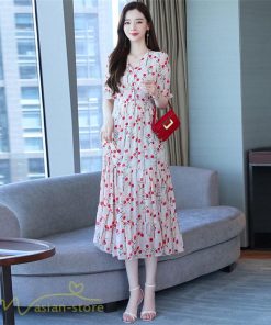 ミディアム | ワンピース レディース 着痩せ ロング丈 ロングワンピース カジュアル 花柄 Vネック 大きいサイズ ひざ下丈 サマーワンピース 40代 夏服 お出かけ 30代 20代
