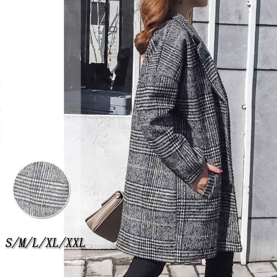 トレンチコート | グレンチェック チェスターコート レディース 冬 千鳥柄コート 中綿コート