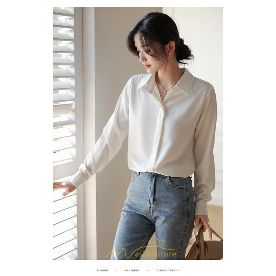 シャツ・ブラウス | ブラウス レディース オフィス 白 ホワイト おしゃれ 長袖 シャツカジュアル 制服 緑 グリーン シフォン 通勤 OL 二次会 上品 お仕事 デート お出かけ 女子会